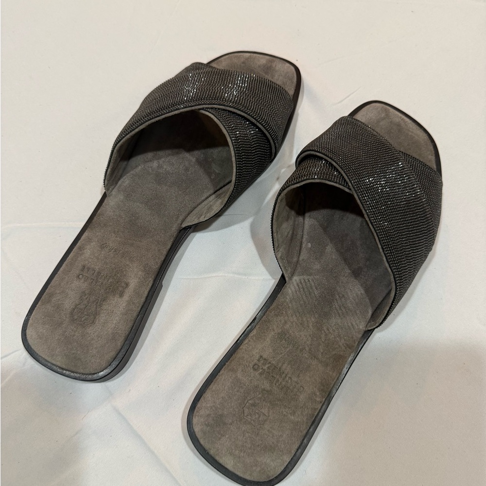 Brunello Cucinelli Black Slide Sandals